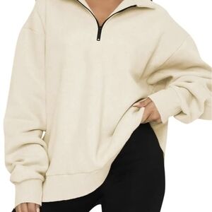 Cream Quarter-Zip Women's Top